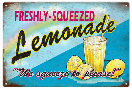 Fresh Squeezed Lemonade 12" x 18" Reproduction Metal Sign - RG1103