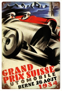 Vintage Grand Prix Suisse Automobile Reproduction 12" x 18" Metal Sign - RG1609
