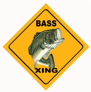 Bass Xing 12" x 12"  Metal Fishing Sign - RG1632
