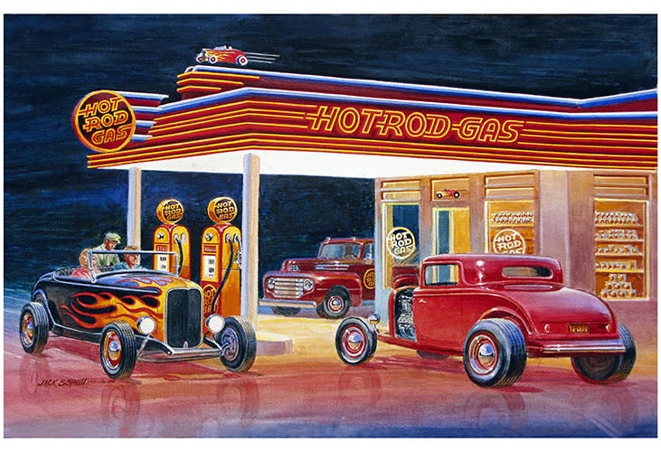 Ford Hot Rod Gas Station 12" x 18" Reproduction Metal Sign By Jack Schmitt - RG9852