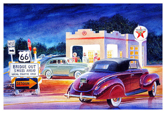 Texaco On Route 66 12" x 18" Reproduction Metal Gas Station Sign By Jack Schmitt - RG9853