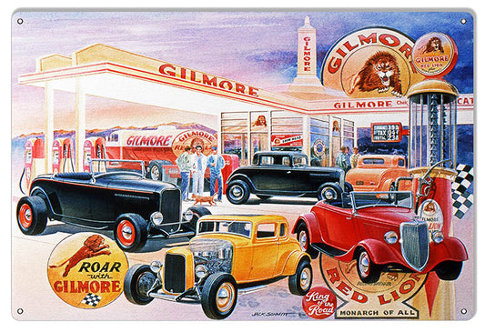 Gilmore Gas Station Hot Rods 12" x 18" Reproduction Metal Sign By Jack Schmitt - RG9857