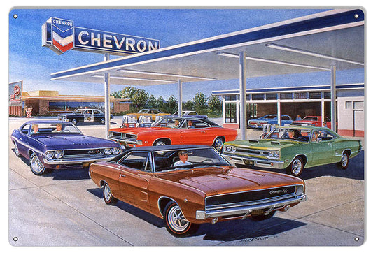 Chevron Gas Station 12" x 18" Reproduction Garage Metal Sign By Jack Schmitt - RG9861
