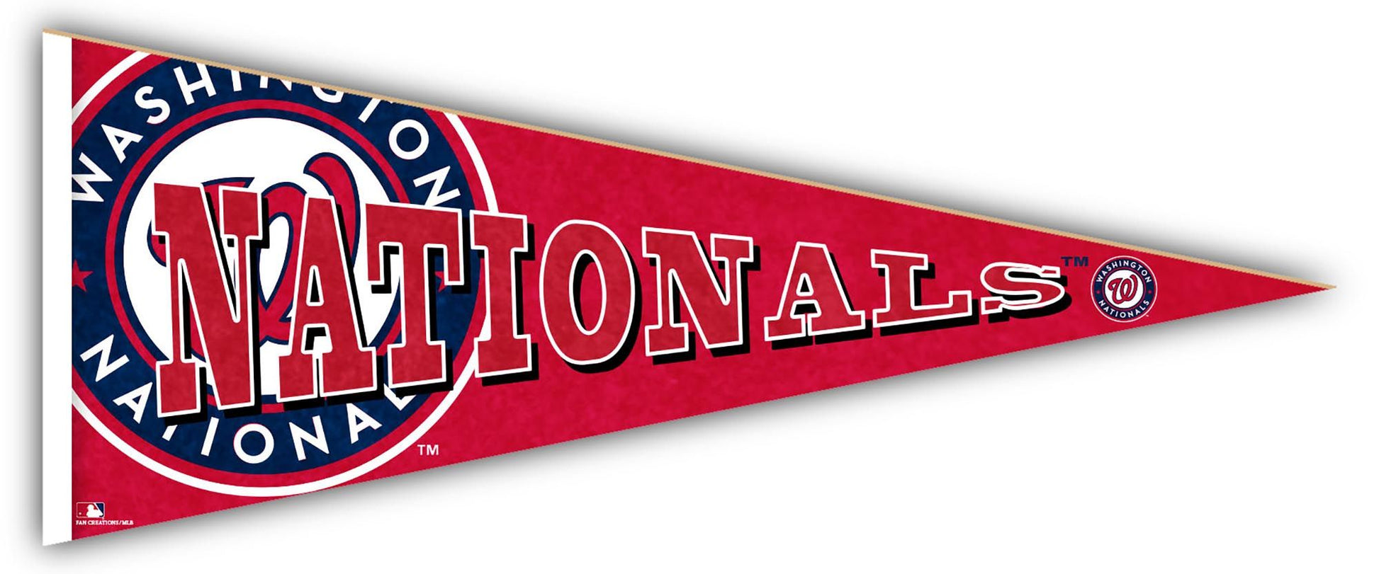 Washington Nationals 24" Wood Pennant - 100% MDF, high definition team logo and colors. For indoor use, by Fan Creations. Made in USA