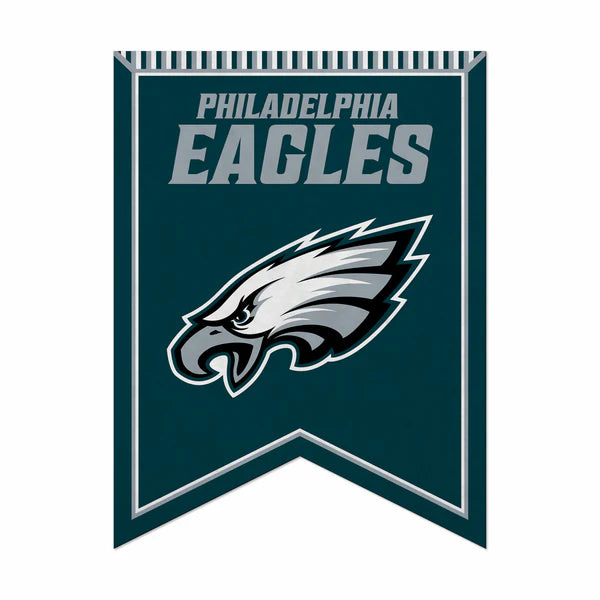 Philadelphia Eagles NFL felt rafter pennant, 18x24 banner featuring bold team colors and graphics by Rico Industries.