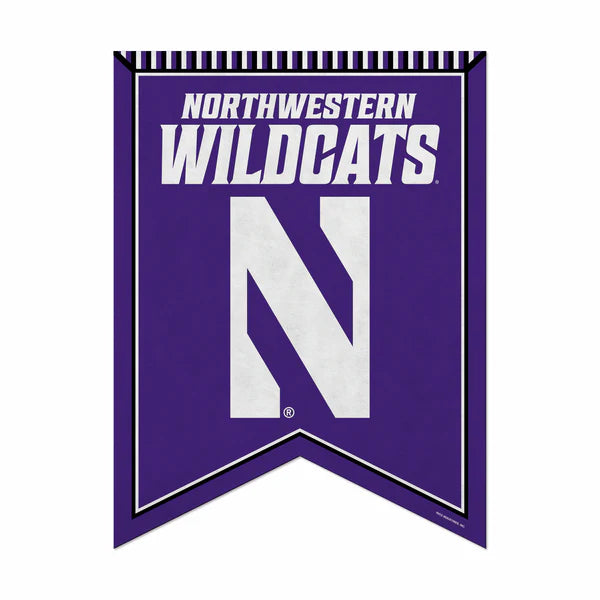 Northwestern Wildcats NCAA felt rafter pennant banner, 18x24 inches, official team colors, college fan décor