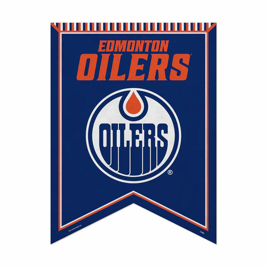 Edmonton Oilers 18" x 24" rafter felt pennant banner with team graphics and colors, officially licensed NHL.