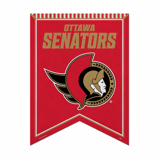 Ottawa Senators 18x24 felt rafter pennant. Officially licensed NHL team banner in red, black, and gold.