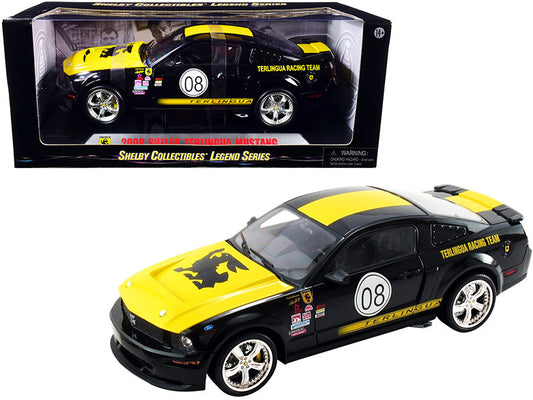 2008 Ford Shelby Mustang #08 "Terlingua" Black and Yellow "Shelby Collectibles Legend" Series 1/18 Diecast Model Car by Shelby Collectibles