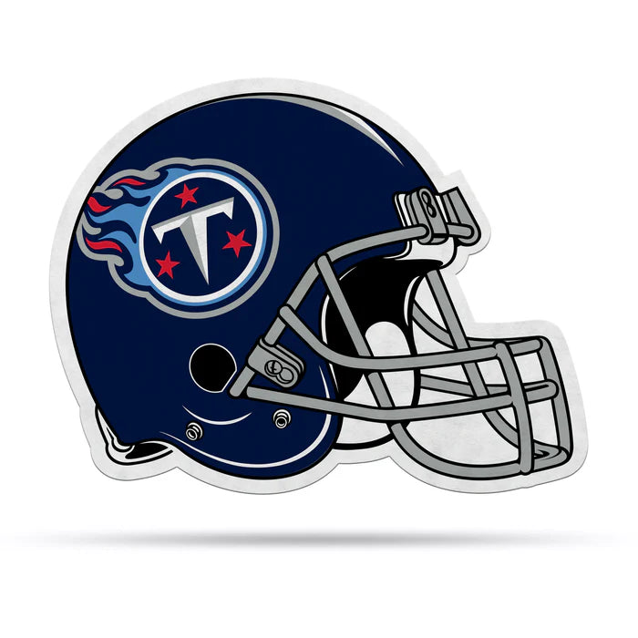 Tennessee Titans helmet-shaped pennant, 13x15 inches, blue colors, officially licensed NFL, made in USA.