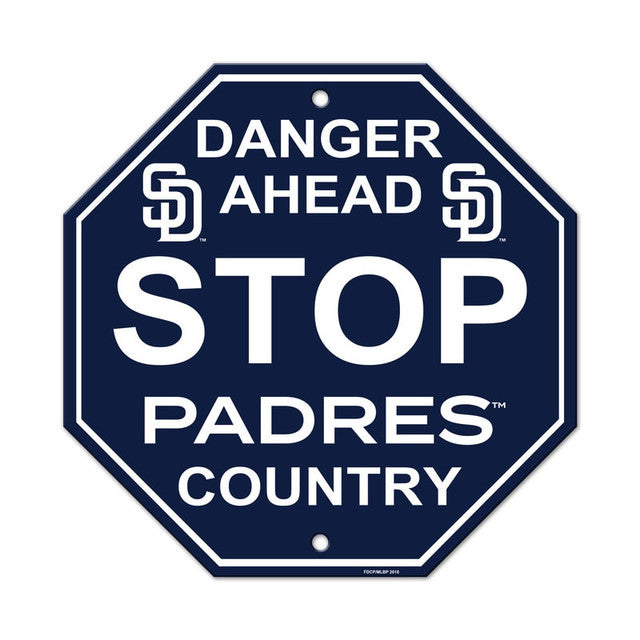 San Diego Padres Plastic Stop Sign, 12" x 12", featuring team colors and graphics, officially MLB licensed, made by Fremont Die, easy to clean.