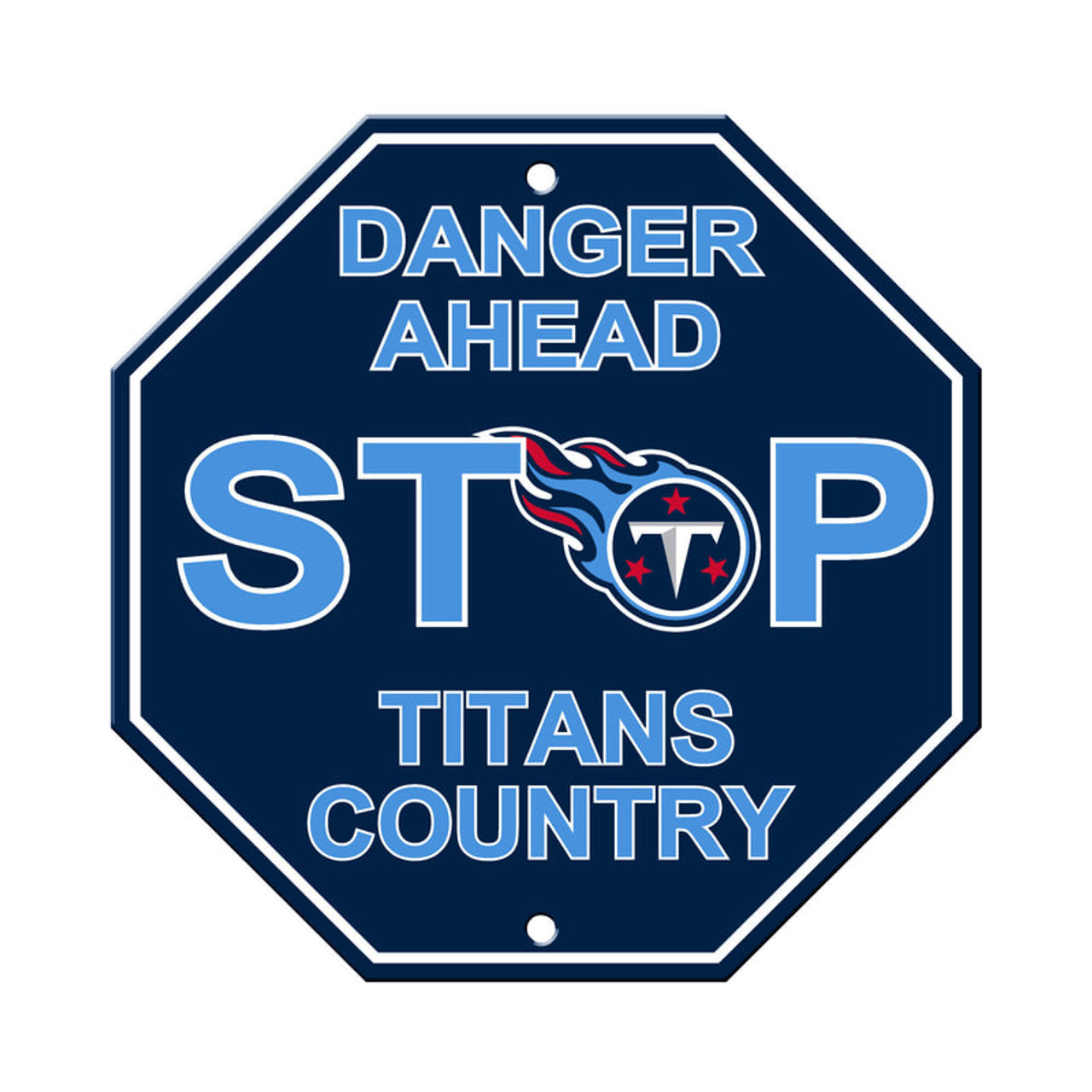 Tennessee Titans 12x12 Stop Sign by Fremont Die, durable plastic, team colors & graphics. Officially licensed NFL décor.