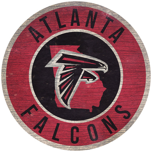 Atlanta Falcons 12" Round Distressed Sign with State by Fan Creations