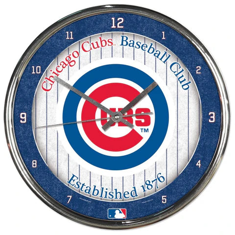 Chicago Cubs 12" Round Chrome Wall Clock