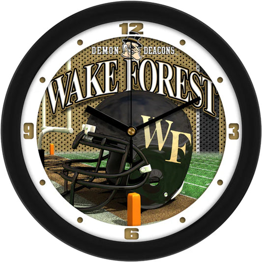 Wake Forest Demon Deacons football helmet wall clock with 3D design and mineral glass by Sun Time