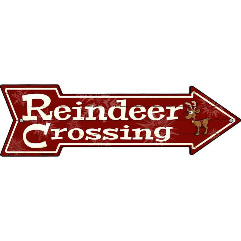 Reindeer Crossing Novelty Metal Arrow Sign A-177