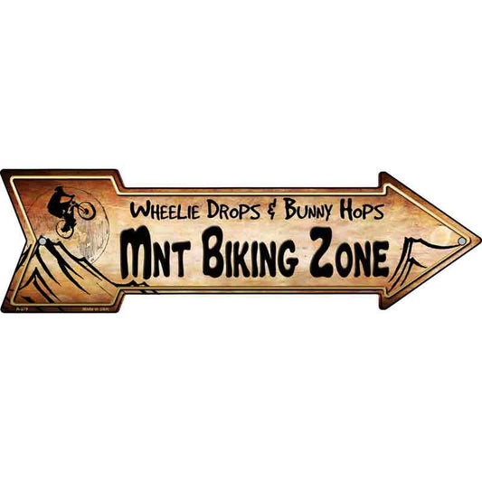 Mountain Biking Zone Novelty Metal Arrow Sign A-278