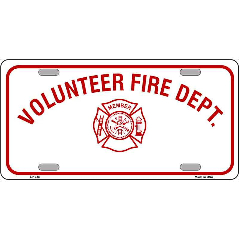 Volunteer Fire Department 6" x 12" Metal License Plate Tag LP-338