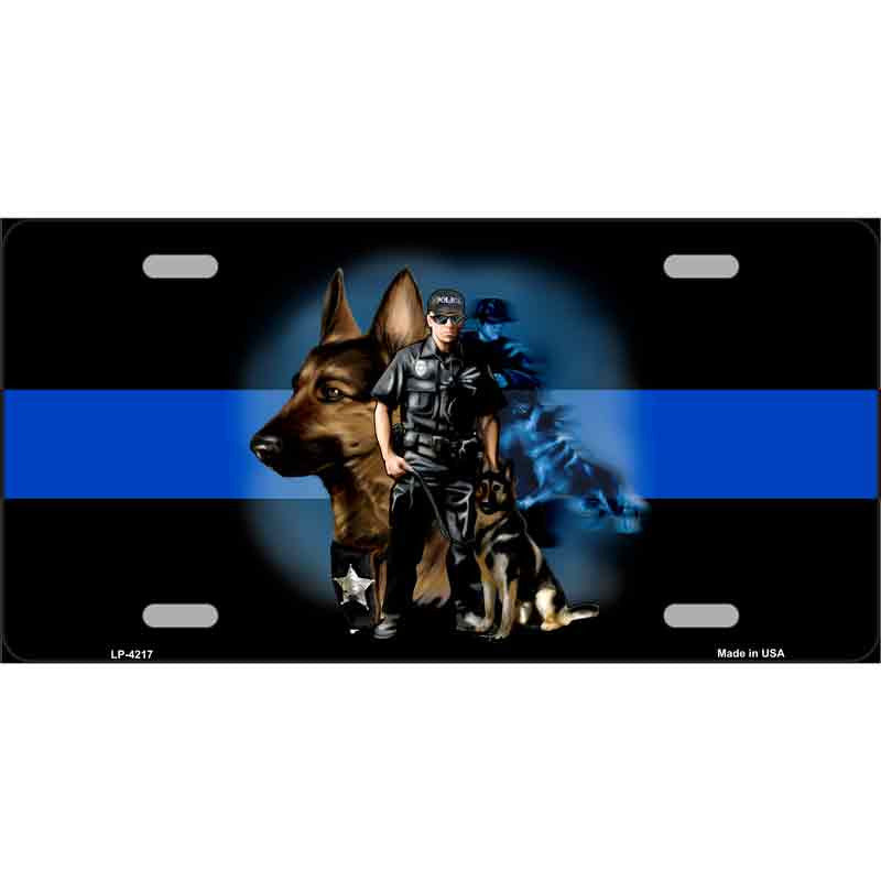 Thin Blue Line Police K-9  6" x 12" Metal License Plate Tag LP-4217
