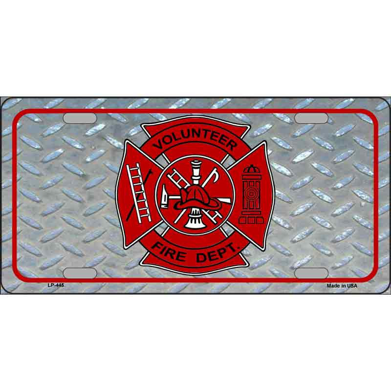 Volunteer Fire Dept 6" x 12" Metal License Plate Tag LP-445