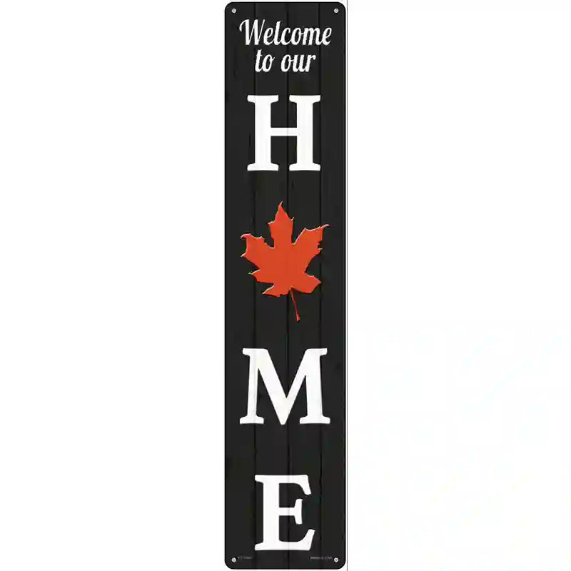 Home Leaf novelty street sign, 24x5 aluminum, weather-resistant, lightweight, fall décor, made in USA.