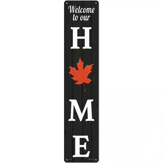 Home Leaf novelty street sign, 24x5 aluminum, weather-resistant, lightweight, fall décor, made in USA.