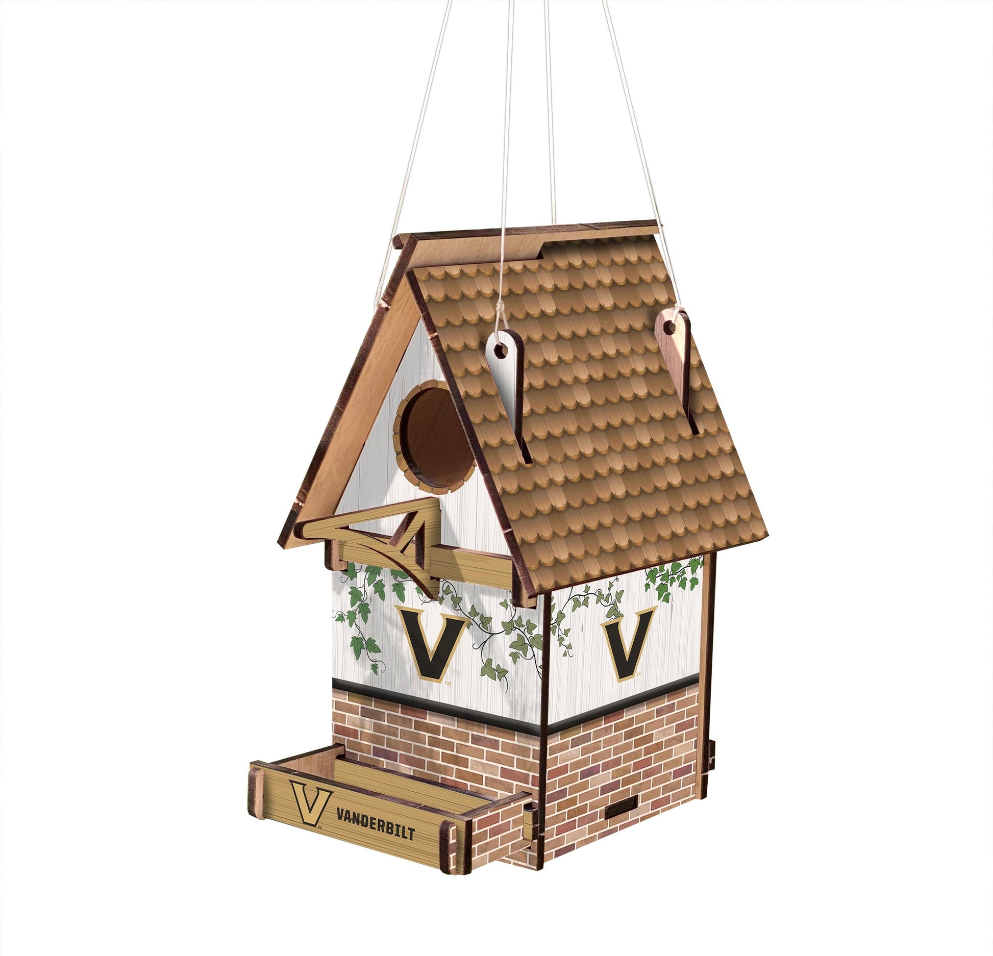 Show your love for the Commodores and birds with this officially licensed Vanderbilt Commodores wood birdhouse. Made in the USA, this birdhouse is fashioned from MDF and features team graphics and colors to show your team spirit. 