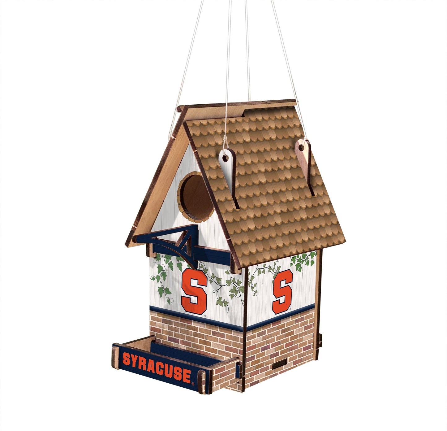 This Syracuse Orange NCAA Wood Birdhouse is the perfect way to show your school spirit while also promoting the love of birds. The birdhouse is made of MDF, cut and printed with official team graphics and colors. Measuring 15" x 15", the birdhouse features an officially licensed design and is proudly made in the USA.