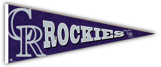 Colorado Rockies 24" Wood Pennant, Made in USA. High-def team logo, vibrant colors. Officially licensed MLB product.