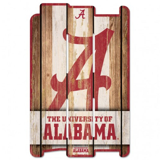 Alabama Crimson Tide NCAA Wood Fence Sign: Vibrant team colors, 11" x 17", wood material, officially licensed by Wincraft.