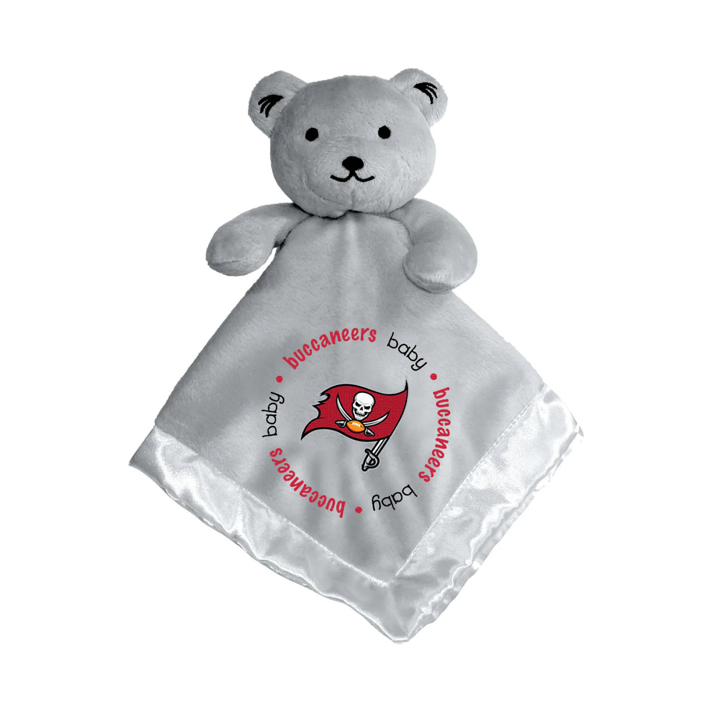 Tampa Bay Buccaneers NFL Security Bear with embroidered logo, soft plush top, and silky satin underside, perfect for young fans.