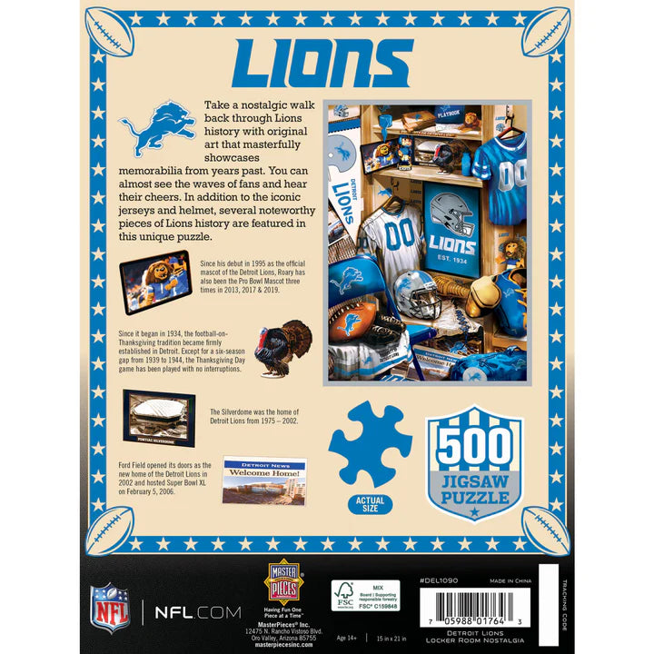 Detroit Lions - Locker Room 500 Piece Jigsaw Puzzle by Masterpieces