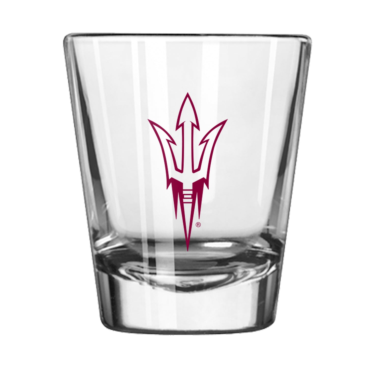 Arizona State Sun Devils 2oz NCAA Classic Shot Glass with weighted base and bold team gameday graphics.
