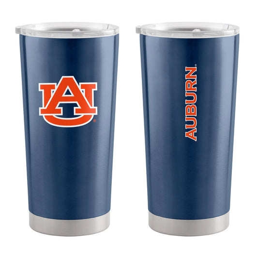 Auburn Tigers 20 oz. stainless steel tumbler with team graphics and straw-friendly high lip slider lid. Hand wash only.