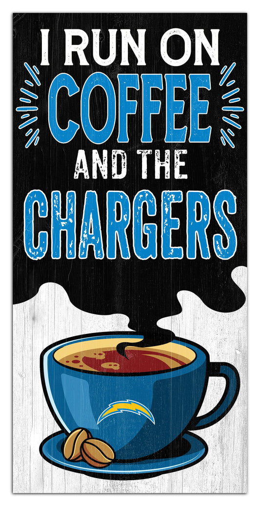 Los Angeles Chargers I run on Coffee Distressed Sign by Fan Creations