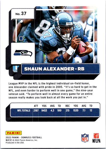 2022 Donruss #37 Shaun Alexander - Football Card {NM-MT}