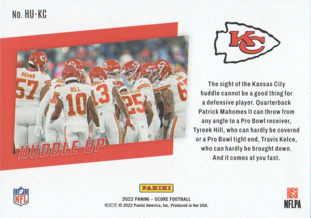 2022 Score Huddle Up #14 Kansas City Chiefs - Football Card {NM-MT}