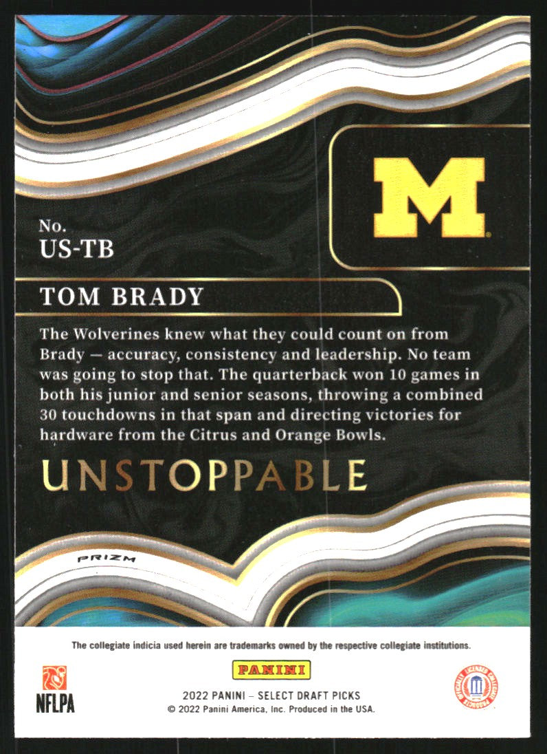 2022 Select Draft Picks Unstoppable Prizms #16 Tom Brady - Football Card {NM-MT}