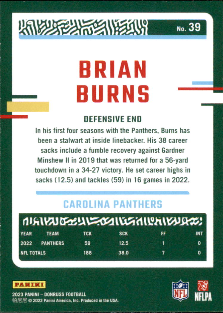 2023 Donruss #39 Brian Burns - Los Angeles Chargers Football Card {NM-MT}