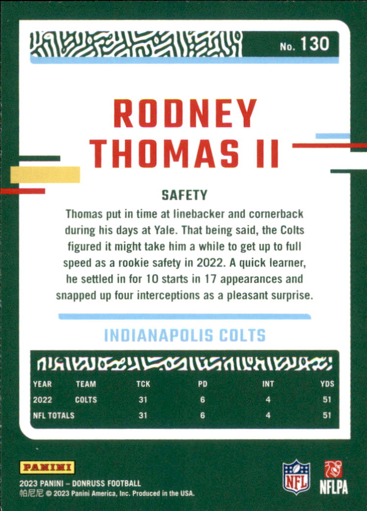 2023 Donruss Rodney Thomas II #130- {Indianapolis Colts} Football Card NM-MT