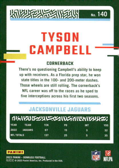 2023 Donruss #140 Tyson Campbell - Jacksonville Jaguars Football Card {NM-MT}