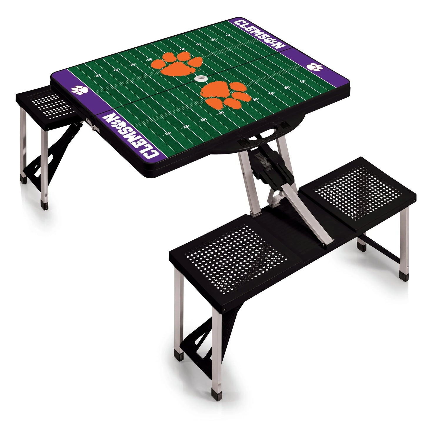 Clemson Tigers Field Design Portable Camping / Picnic / Tailgating Folding Table with Seats by Picnic Time