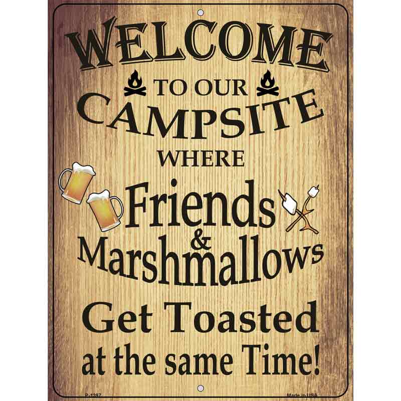 Campsite metal sign for outdoor decor, aluminum, made in USA, weather-resistant, 9x12 or 12x18 with mounting holes