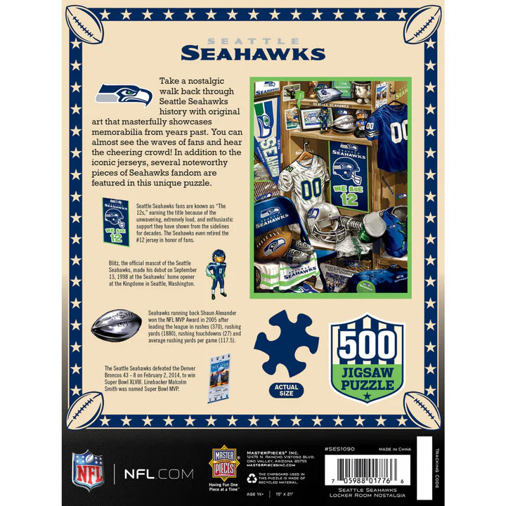 Seattle Seahawks - Locker Room 500 Piece Jigsaw Puzzle by Masterpieces