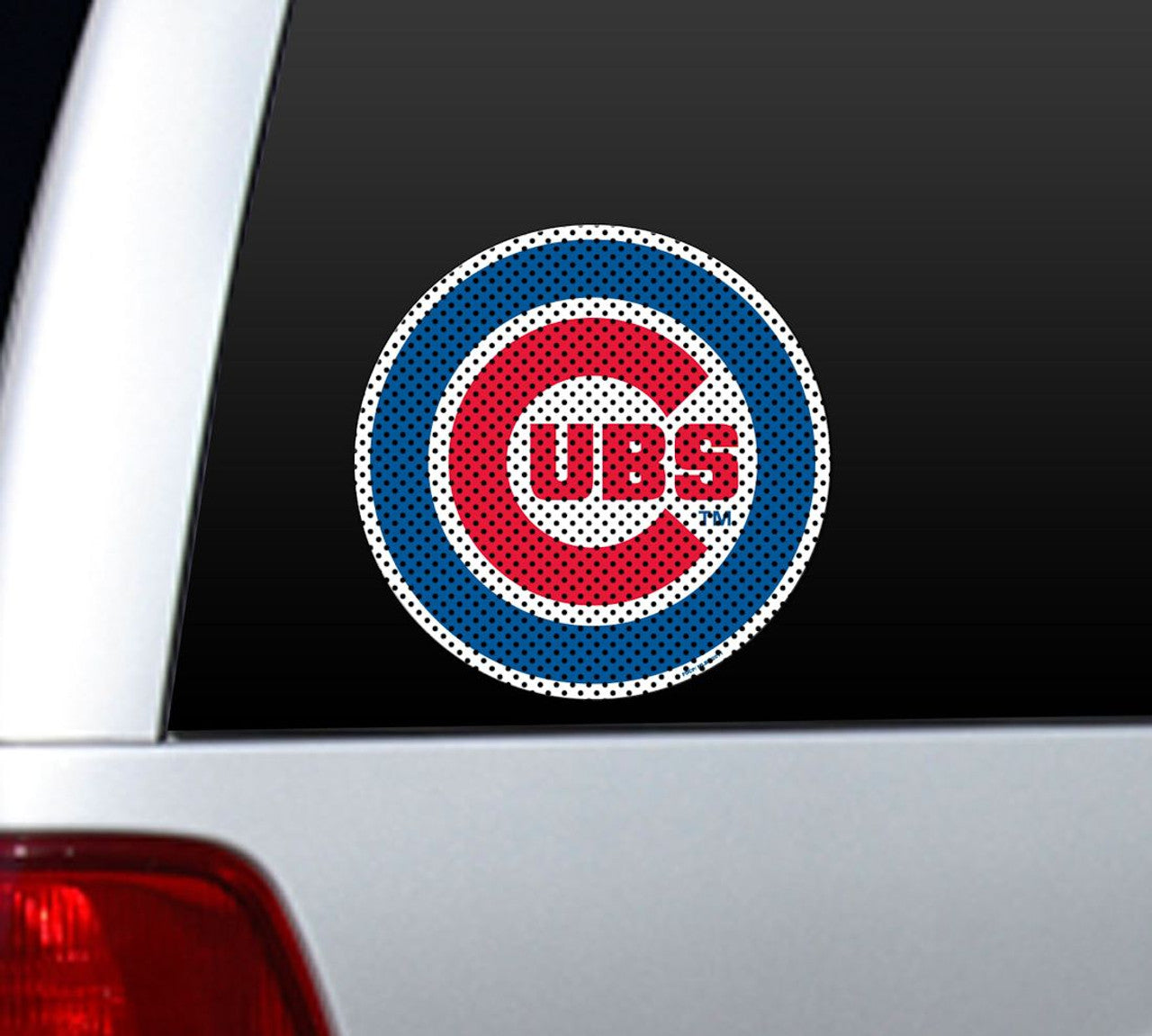 Chicago Cubs MLB 12x10 die cut window film with bold team graphics and perforated design for visibility and fan pride