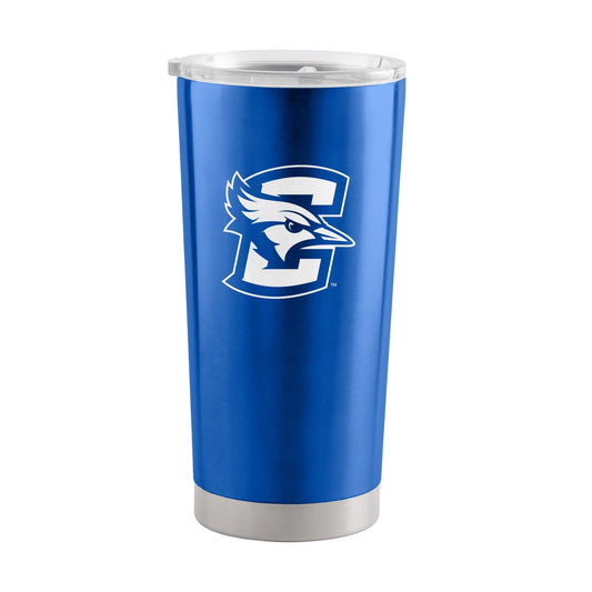 Creighton Bluejays 20 oz. stainless steel tumbler with team graphics and straw-friendly high lip slider lid. Hand wash only.