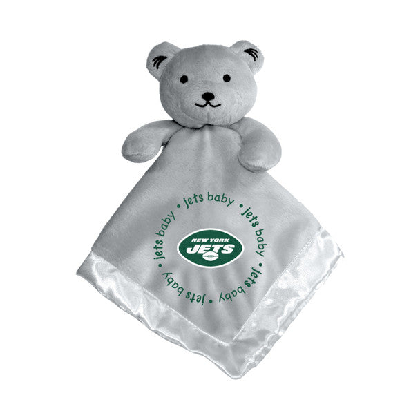 New York Jets NFL Security Bear with embroidered logo, soft plush top, and silky satin underside for cuddly comfort