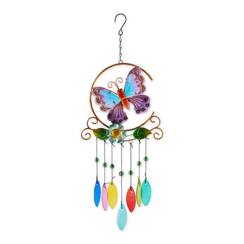 Glass Leaves Colorful Wind Chimes - Butterfly by Accent Plus