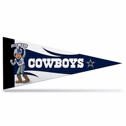 Dallas Cowboys mascot 12x30-inch NFL felt pennant with bold team colors for fans, collectors, and game rooms.