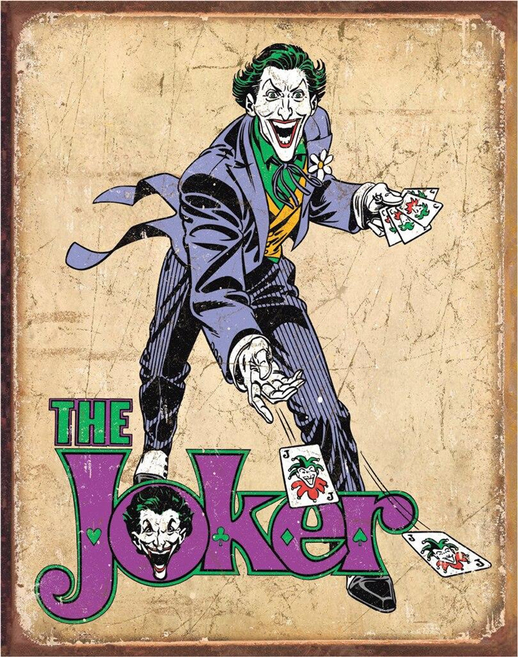 DC Comics - The Joker 12.5" x 16" Distressed Metal Tin Sign - 2090